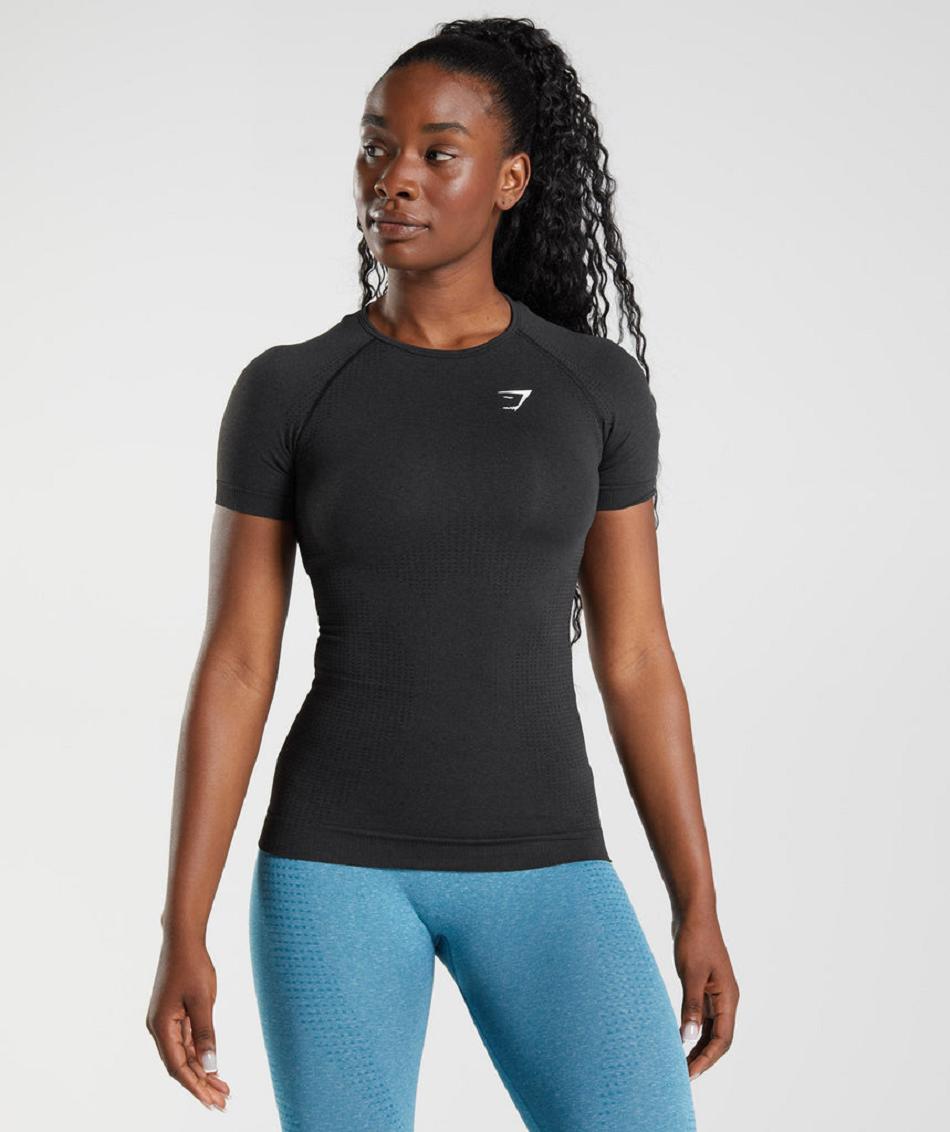 T Shirts Gymshark Vital Seamless 2.0 Mujer Negras | CO 2275AHK